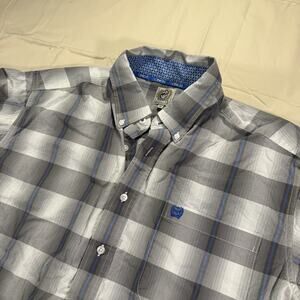 Cinch Mens Long Sleeve Gray Plaid Button Down Western Shirt Size Medium